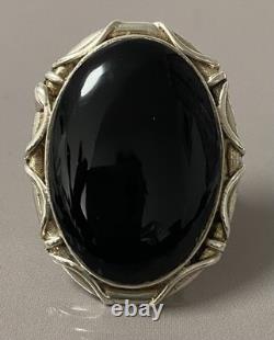 20gs Ancienne bague argent onyx chevalière bague argent massif T58 silver ring