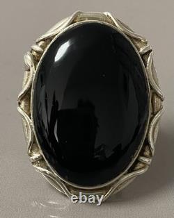20gs Ancienne bague argent onyx chevalière bague argent massif T58 silver ring
