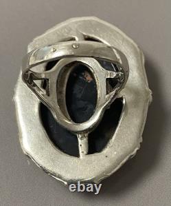 20gs Ancienne bague argent onyx chevalière bague argent massif T58 silver ring