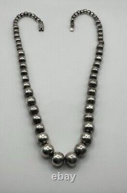 2 Ancien Collier Argent Massif Perles Ronde Bijou Vintage 80s 90s