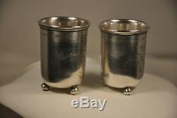 2 Timbales Russes Ancien Argent Massif Antique Russian Goblets 1896