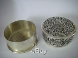500-600GR ARGENT MASSIF CAMBODGE INDOCHINE ancien Coffret Maquillage coiffeuse