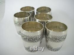 608GR ARGENT MASSIF CAMBODGE INDOCHINE SHAKER gobelets ancien service a Cocktail