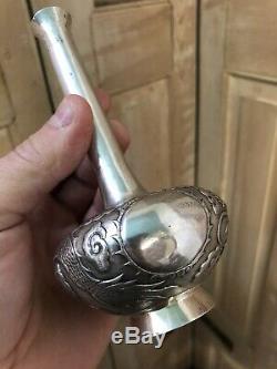 90gr Vase Chinois Argent Massif Solid Silver Ancien Indochine Chine Dragon