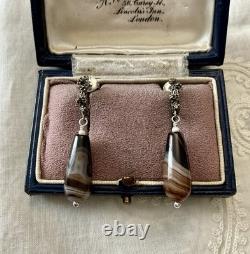 AGATE ARGENT MASSIF SCULPTÉ, Créateur ANCIENNES BOUCLES D'OREILLES