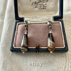 AGATE ARGENT MASSIF SCULPTÉ, Créateur ANCIENNES BOUCLES D'OREILLES