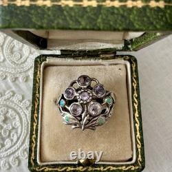 AMÉTHYSTE, OPALE, ARGENT MASSIF, TRES BELLE BAGUE Victorienne ANCIENNE