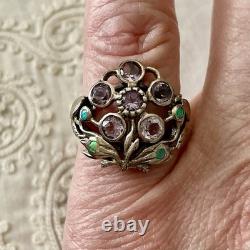 AMÉTHYSTE, OPALE, ARGENT MASSIF, TRES BELLE BAGUE Victorienne ANCIENNE