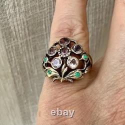 AMÉTHYSTE, OPALE, ARGENT MASSIF, TRES BELLE BAGUE Victorienne ANCIENNE