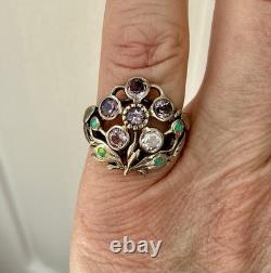 AMÉTHYSTE, OPALE, ARGENT MASSIF, TRES BELLE BAGUE Victorienne ANCIENNE