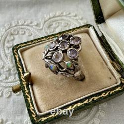 AMÉTHYSTE, OPALE, ARGENT MASSIF, TRES BELLE BAGUE Victorienne ANCIENNE