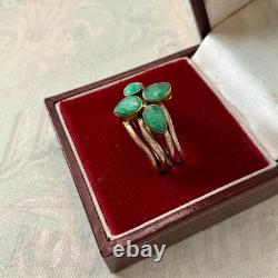 ANCIENNE BAGUE 4 En 1 ÉMERAUDES, VERMEIL ET ARGENT MASSIF