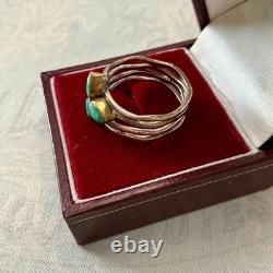 ANCIENNE BAGUE 4 En 1 ÉMERAUDES, VERMEIL ET ARGENT MASSIF