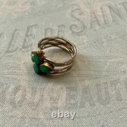 ANCIENNE BAGUE 4 En 1 ÉMERAUDES, VERMEIL ET ARGENT MASSIF
