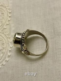 ANCIENNE BAGUE ARGENT MASSIF Très OUVRAGÉE IMPOSANTE TOPAZE VÉRITABLE