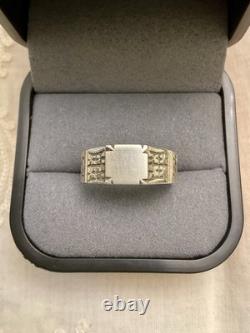 ANCIENNE BAGUE CHEVALIÈRE EN ARGENT MASSIF VÉRITABLE CISELURE/ Poinçons