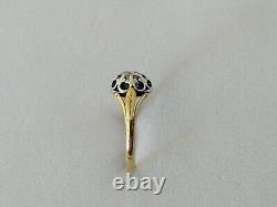 ANCIENNE BAGUE XIXe OR 18 CARATS DIAMANT TAILLE COUSSIN ARGENT MASSIF 0.35CT 18K