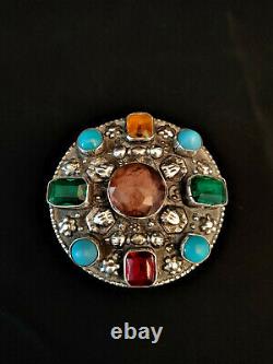 ANCIENNE BOITE ARGENT MASSIF EGYPTE décor PHARAON CABOCHONS solid silver box