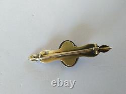ANCIENNE BROCHE ARGENT MASSIF VERMEIL PERLES FINES OEIL DE TIGRE XIXe EMPIRE