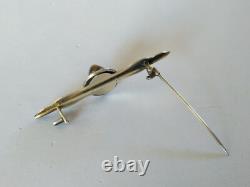 ANCIENNE BROCHE ARGENT MASSIF VERMEIL PERLES FINES OEIL DE TIGRE XIXe EMPIRE