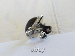 ANCIENNE BROCHE ARGENT MASSIF VERMEIL PERLES FINES OEIL DE TIGRE XIXe EMPIRE