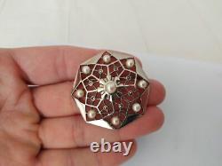 ANCIENNE BROCHE ART DÉCO ARGENT MASSIF PERLES DE CULTURE marcassites 1930 étoile