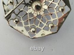 ANCIENNE BROCHE ART DÉCO ARGENT MASSIF PERLES DE CULTURE marcassites 1930 étoile