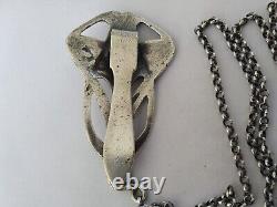 ANCIENNE CHTELAINE ART NOUVEAU BRONZE ARGENTÉ & ARGENT MASSIF 1900 style Mucha
