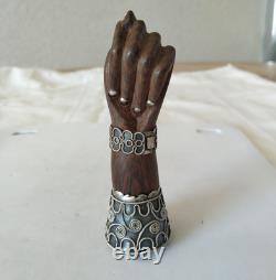 ANCIENNE GRANDE AMULETTE MAIN FIGA ARGENT MASSIF 900 MACASSAR sterling silver