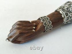 ANCIENNE GRANDE AMULETTE MAIN FIGA ARGENT MASSIF 900 MACASSAR sterling silver