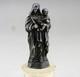 Ancienne Jolie Statuette Vierge A L'enfant En Argent Massif Sur Socle En Albâtre