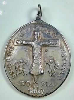 ANCIENNE MÉDAILLE RELIGIEUSE en ARGENT MASSIF ND LORETO SIROLO ITALIE XVIIème
