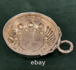 ANCIENNE TASTE VIN ARGENT MASSIF ANSE SERPENT FOND ANCIENNE PIÈCE MONNAIE 19eme