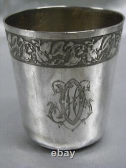 ANCIENNE TIMBALE ARGENT MASSIF MINERVE GOBELET CURON GLASS SILVER 62,30 grs