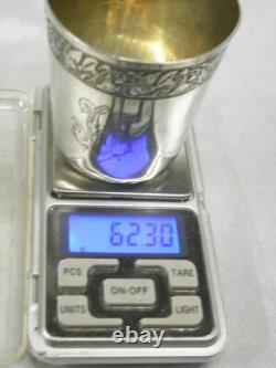 ANCIENNE TIMBALE ARGENT MASSIF MINERVE GOBELET CURON GLASS SILVER 62,30 grs