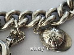 ANCIEN BRACELET A BRELOQUES ARGENT MASSIF 15 PENDENTIFS sterling charms 800