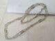 Ancien Collier Sautoir 1900 Art Nouveau Argent Massif 1,40m Mailles Ouvragrées