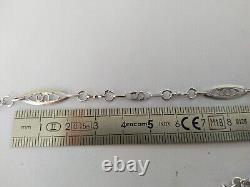ANCIEN COLLIER SAUTOIR 1900 ART NOUVEAU ARGENT MASSIF 1,40m mailles ouvragrées
