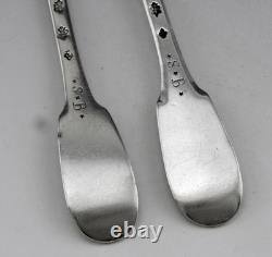 ANCIEN COUVERT CUILLERE ET FOURCHETTE EN ARGENT MASSIF 18EME POINCONS poids 133G