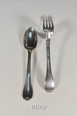 ANCIEN COUVERT EN ARGENT MASSIF MODELE FILETS ARMORIE FERMIERS GENERAUX XVIII èm