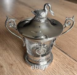 ANCIEN DRAGEOIR EN ARGENT MASSIF 1er COQ & CRISTAL BACCARAT ARMOIRIE FIN 18EME