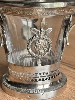 ANCIEN DRAGEOIR EN ARGENT MASSIF 1er COQ & CRISTAL BACCARAT ARMOIRIE FIN 18EME