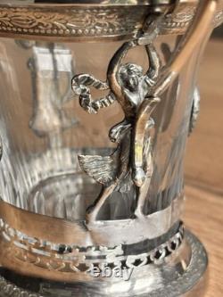 ANCIEN DRAGEOIR EN ARGENT MASSIF 1er COQ & CRISTAL BACCARAT ARMOIRIE FIN 18EME