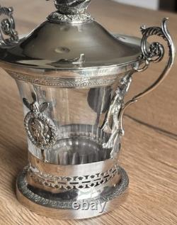 ANCIEN DRAGEOIR EN ARGENT MASSIF 1er COQ & CRISTAL BACCARAT ARMOIRIE FIN 18EME
