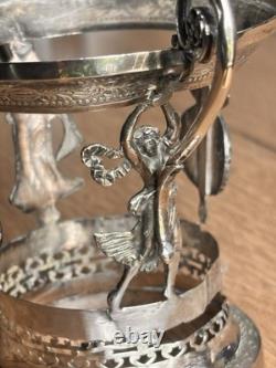 ANCIEN DRAGEOIR EN ARGENT MASSIF 1er COQ & CRISTAL BACCARAT ARMOIRIE FIN 18EME