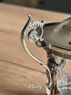 ANCIEN DRAGEOIR EN ARGENT MASSIF 1er COQ & CRISTAL BACCARAT ARMOIRIE FIN 18EME