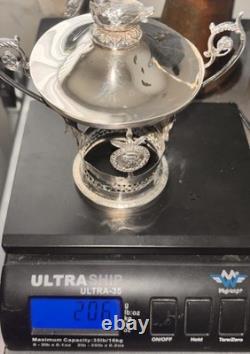 ANCIEN DRAGEOIR EN ARGENT MASSIF 1er COQ & CRISTAL BACCARAT ARMOIRIE FIN 18EME