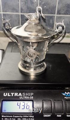 ANCIEN DRAGEOIR EN ARGENT MASSIF 1er COQ & CRISTAL BACCARAT ARMOIRIE FIN 18EME