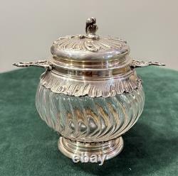 ANCIEN DRAGEOIR OU SUCRIER ARGENT MASSIF ET CRISTAL ORFÈVRE VEYRAT MINERVE 19eme
