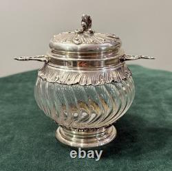 ANCIEN DRAGEOIR OU SUCRIER ARGENT MASSIF ET CRISTAL ORFÈVRE VEYRAT MINERVE 19eme
